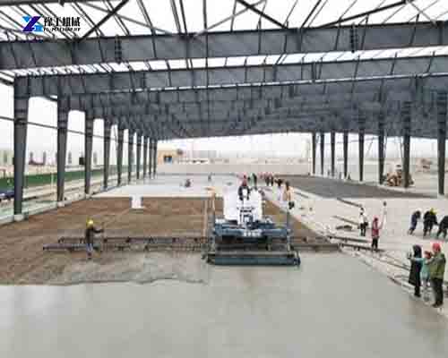 telescopic boom laser screed concrete warehouse construction