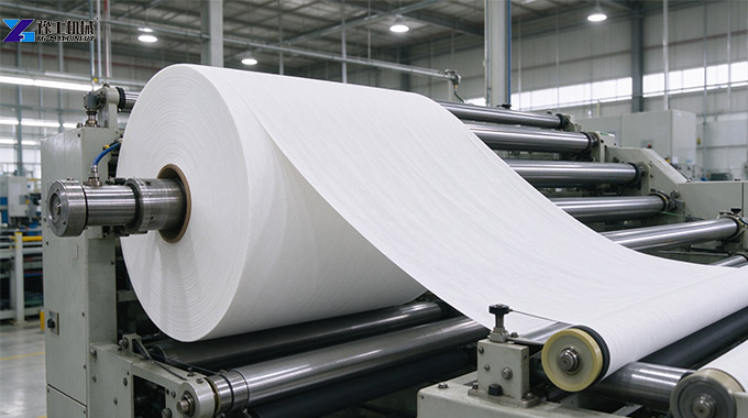 nonwoven roll unwinding and guiding system for stable slitting